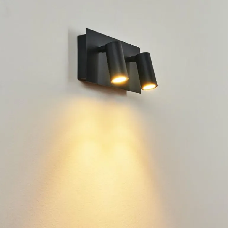 Applique murale d'extérieur Saeter LED Noir, 2 lumières, Détecteur de mouvement