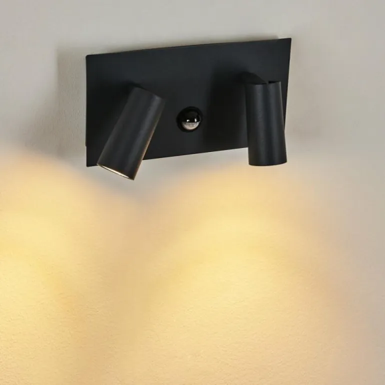 Applique murale d'extérieur Saeter LED Noir, 2 lumières, Détecteur de mouvement