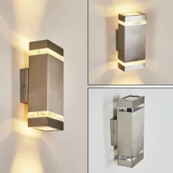 Applique murale d'extérieur Edevik Nickel mat, 2 lumières