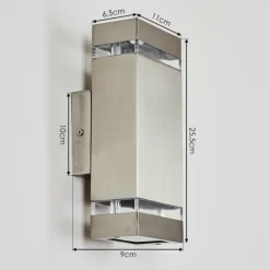 Applique murale d'extérieur Edevik Nickel mat, 2 lumières