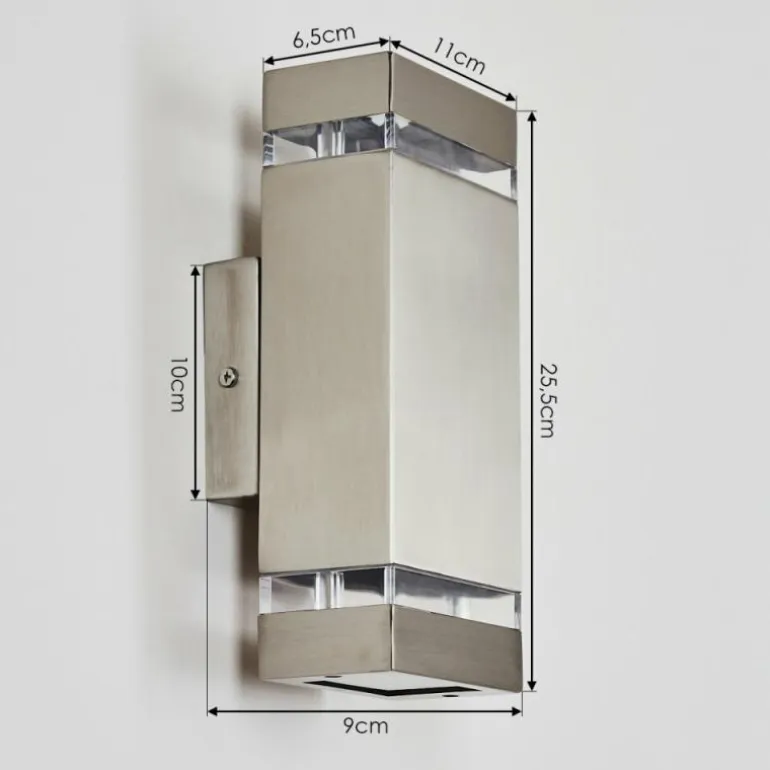 Applique murale d'extérieur Edevik Nickel mat, 2 lumières