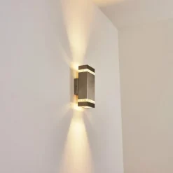 Applique murale d'extérieur Edevik Nickel mat, 2 lumières