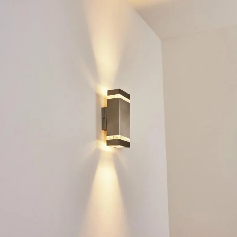 Applique murale d'extérieur Edevik Nickel mat, 2 lumières