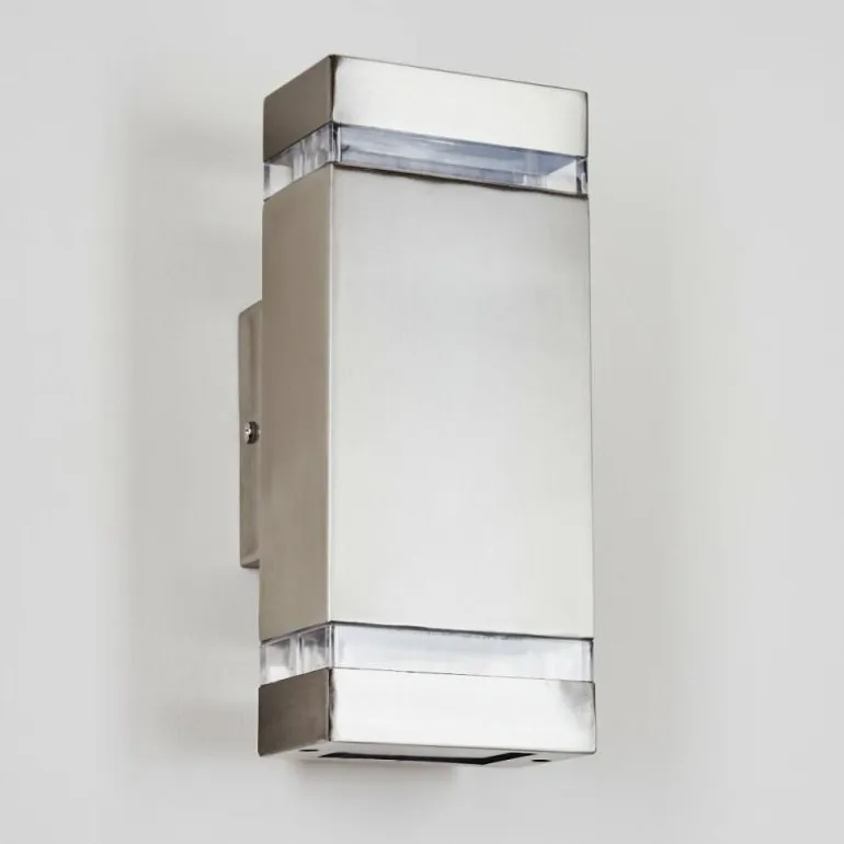 Applique murale d'extérieur Edevik Nickel mat, 2 lumières