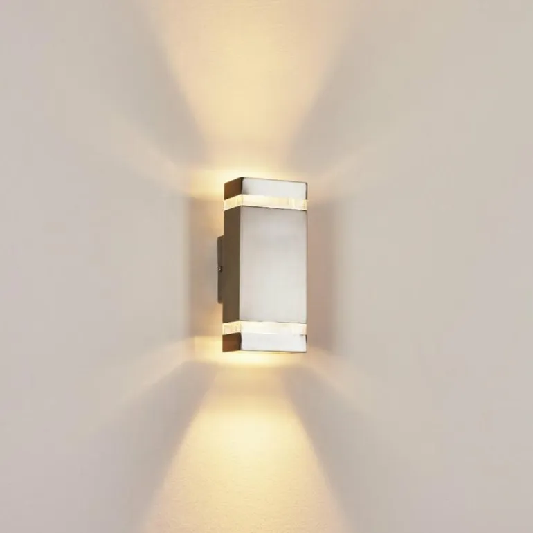 Applique murale d'extérieur Edevik Nickel mat, 2 lumières