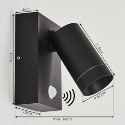 Applique murale d'extérieur Hakamken Noir, 1 lumière, Détecteur de mouvement