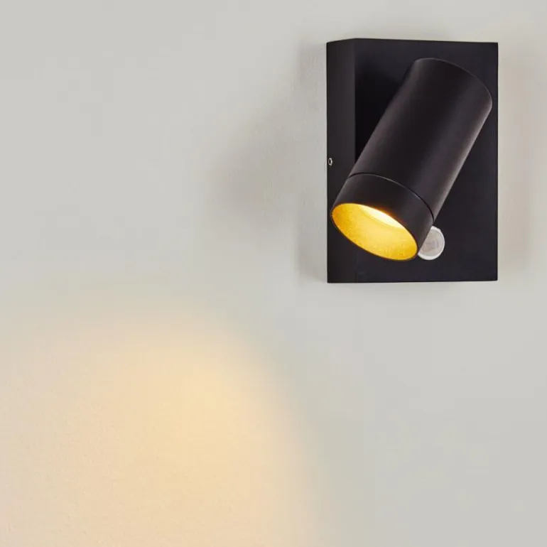 Applique murale d'extérieur Hakamken Noir, 1 lumière, Détecteur de mouvement