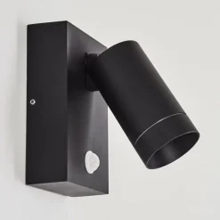 Applique murale d'extérieur Hakamken Noir, 1 lumière, Détecteur de mouvement