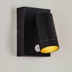 Applique murale d'extérieur Hakamken Noir, 1 lumière, Détecteur de mouvement