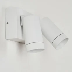 Applique murale d'extérieur Hakamken Blanc, 2 lumières, Détecteur de mouvement