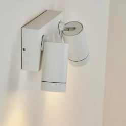 Applique murale d'extérieur Hakamken Blanc, 2 lumières, Détecteur de mouvement