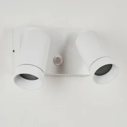 Applique murale d'extérieur Hakamken Blanc, 2 lumières, Détecteur de mouvement