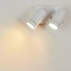 Applique murale d'extérieur Hakamken Blanc, 2 lumières, Détecteur de mouvement
