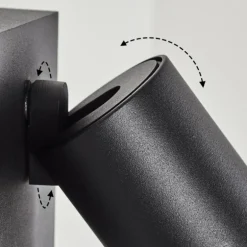 Applique murale d'extérieur Hakamken Noir, 2 lumières, Détecteur de mouvement