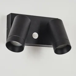 Applique murale d'extérieur Hakamken Noir, 2 lumières, Détecteur de mouvement