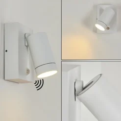 Applique murale d'extérieur Hakamken Blanc, 1 lumière, Détecteur de mouvement