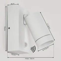 Applique murale d'extérieur Hakamken Blanc, 1 lumière, Détecteur de mouvement