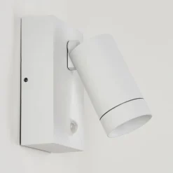Applique murale d'extérieur Hakamken Blanc, 1 lumière, Détecteur de mouvement