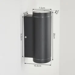Applique murale d'extérieur Cebuentos Anthracite, 2 lumières
