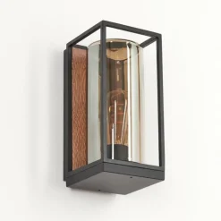 Applique murale d'extérieur Palanga Brun, Couleur bois, Noir, 1 lumière