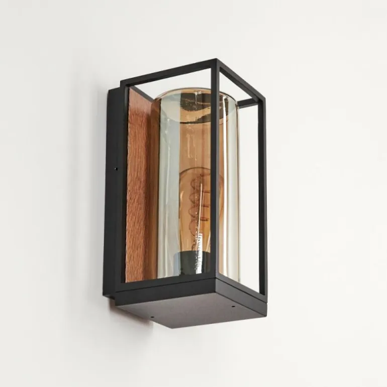 Applique murale d'extérieur Palanga Brun, Couleur bois, Noir, 1 lumière