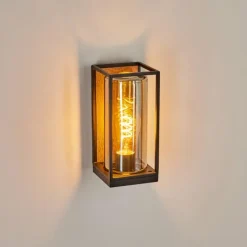 Applique murale d'extérieur Palanga Brun, Couleur bois, Noir, 1 lumière