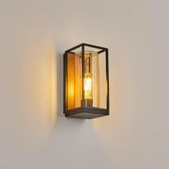 Applique murale d'extérieur Palanga Brun, Couleur bois, Noir, 1 lumière