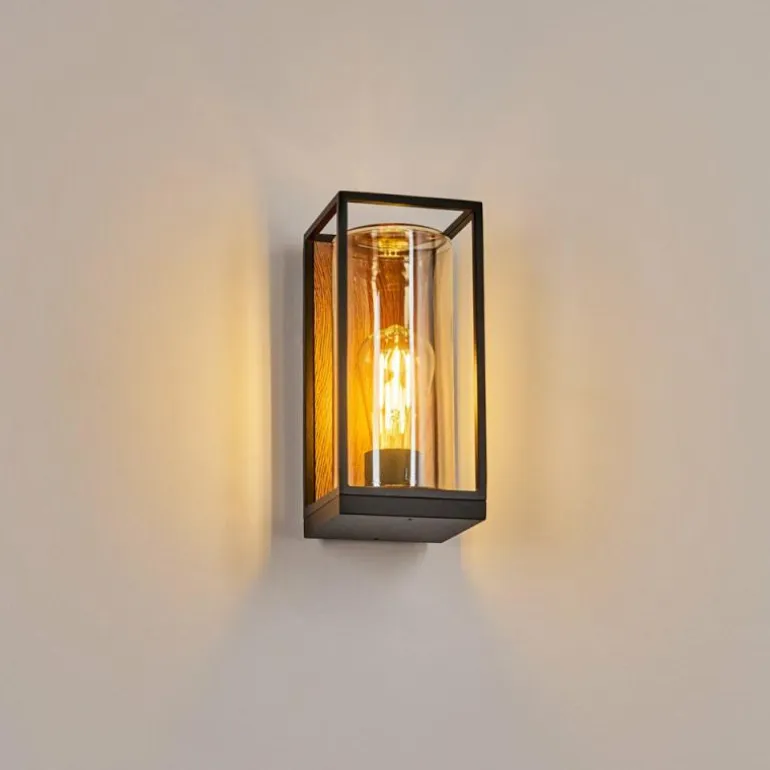 Applique murale d'extérieur Palanga Brun, Couleur bois, Noir, 1 lumière