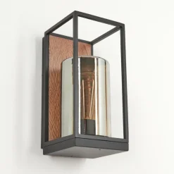 Applique murale d'extérieur Palanga Brun, Couleur bois, Noir, 1 lumière