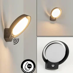 Applique murale d'extérieur Kelo LED Anthracite, 1 lumière, Détecteur de mouvement
