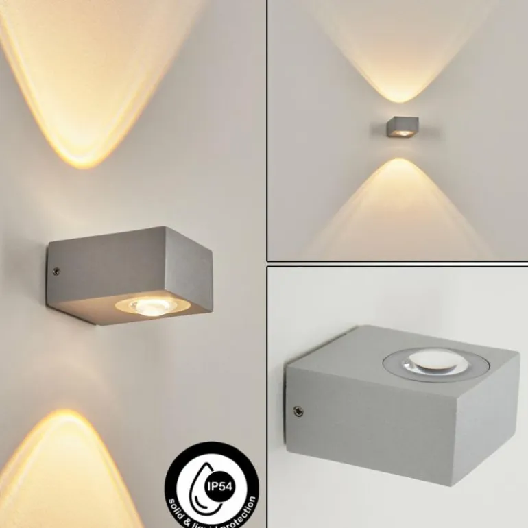Applique murale d'extérieur Curvel LED Argenté, 2 lumières