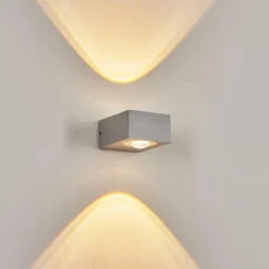 Applique murale d'extérieur Curvel LED Argenté, 2 lumières