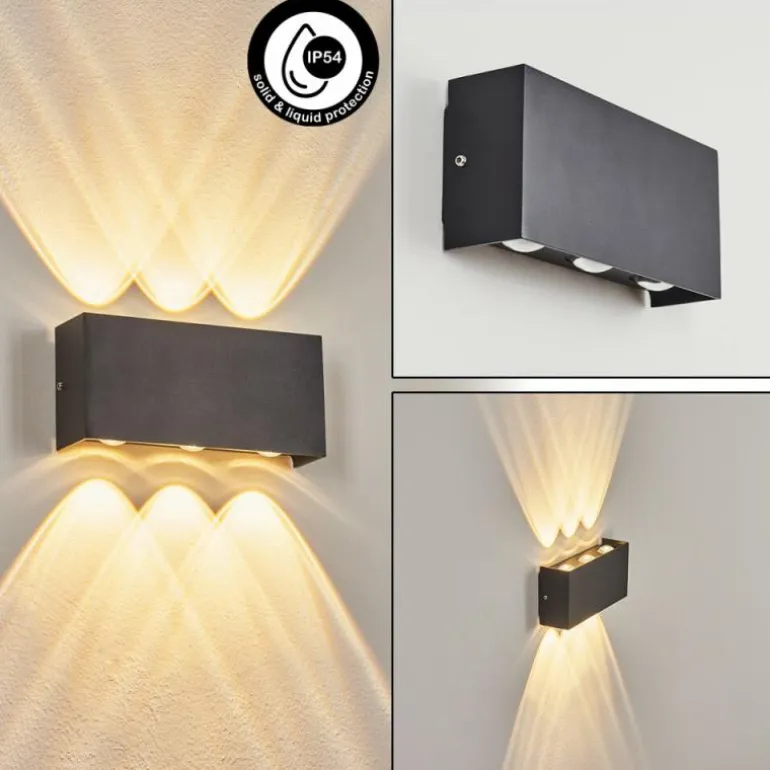 Applique murale d'extérieur Morenos LED Anthracite, Blanc, 6 lumières