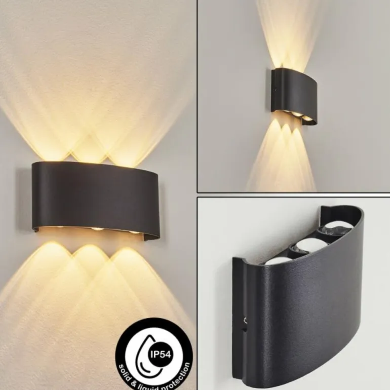 Applique murale d'extérieur Glencoe LED Noir, 6 lumières