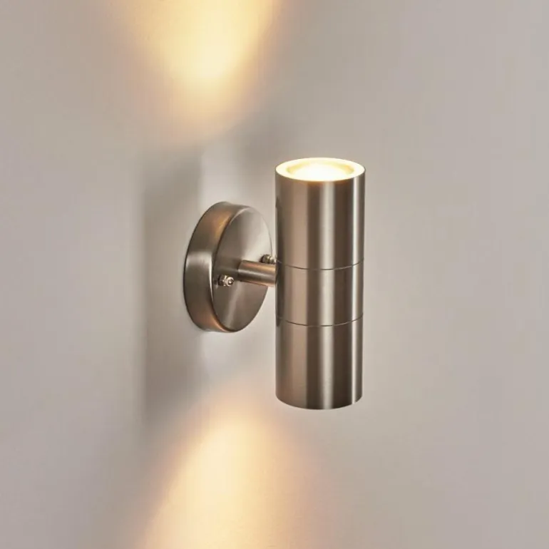 Applique murale d'extérieur Bessiebelle Acier inoxydable, 2 lumières