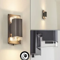 Applique murale d'extérieur Nabawa Anthracite, 2 lumières