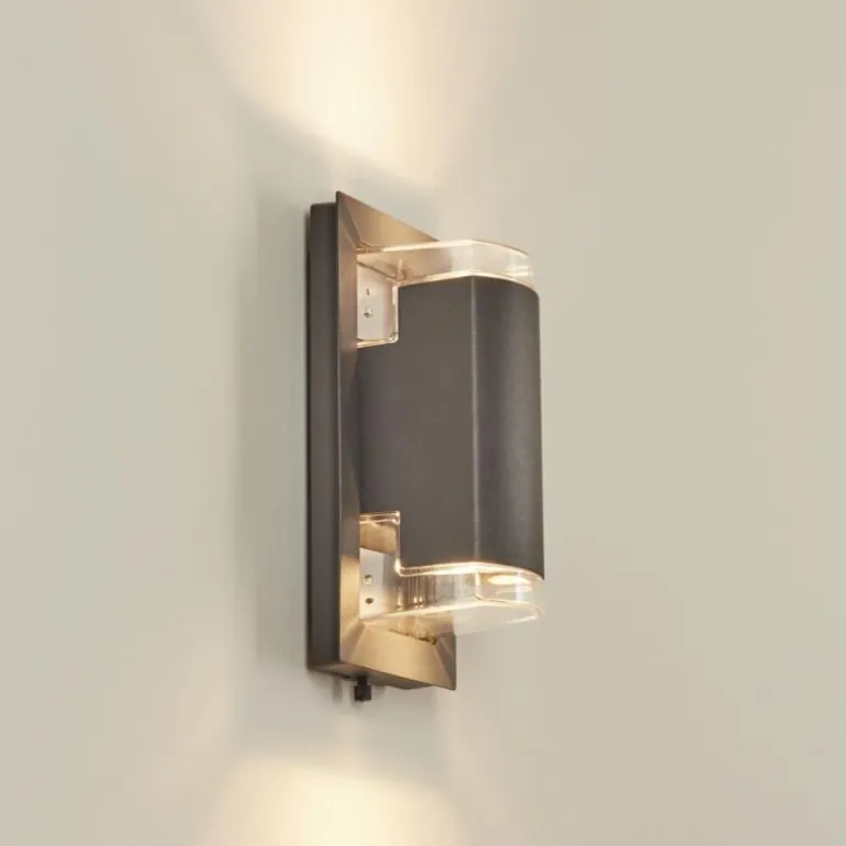 Applique murale d'extérieur Nabawa Anthracite, 2 lumières