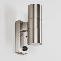 Applique murale d'extérieur Bessiebelle Acier inoxydable, 2 lumières, Détecteur de mouvement