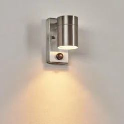 Applique murale d'extérieur Bessiebelle Acier inoxydable, 1 lumière, Détecteur de mouvement