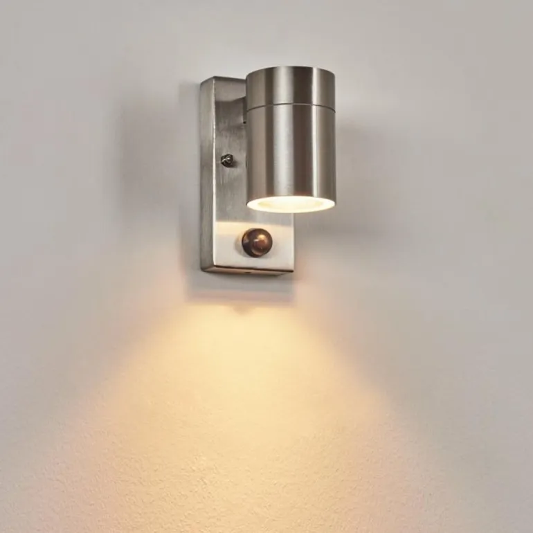 Applique murale d'extérieur Bessiebelle Acier inoxydable, 1 lumière, Détecteur de mouvement