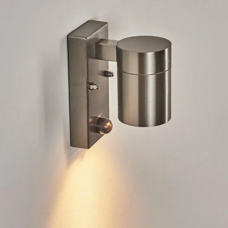 Applique murale d'extérieur Bessiebelle Acier inoxydable, 1 lumière, Détecteur de mouvement