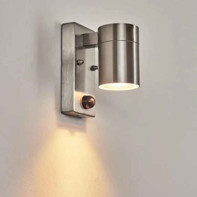 Applique murale d'extérieur Bessiebelle Acier inoxydable, 1 lumière, Détecteur de mouvement