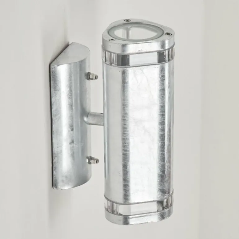 Applique murale d'extérieur Amyton Acier inoxydable, Transparent, Zingué, 2 lumières
