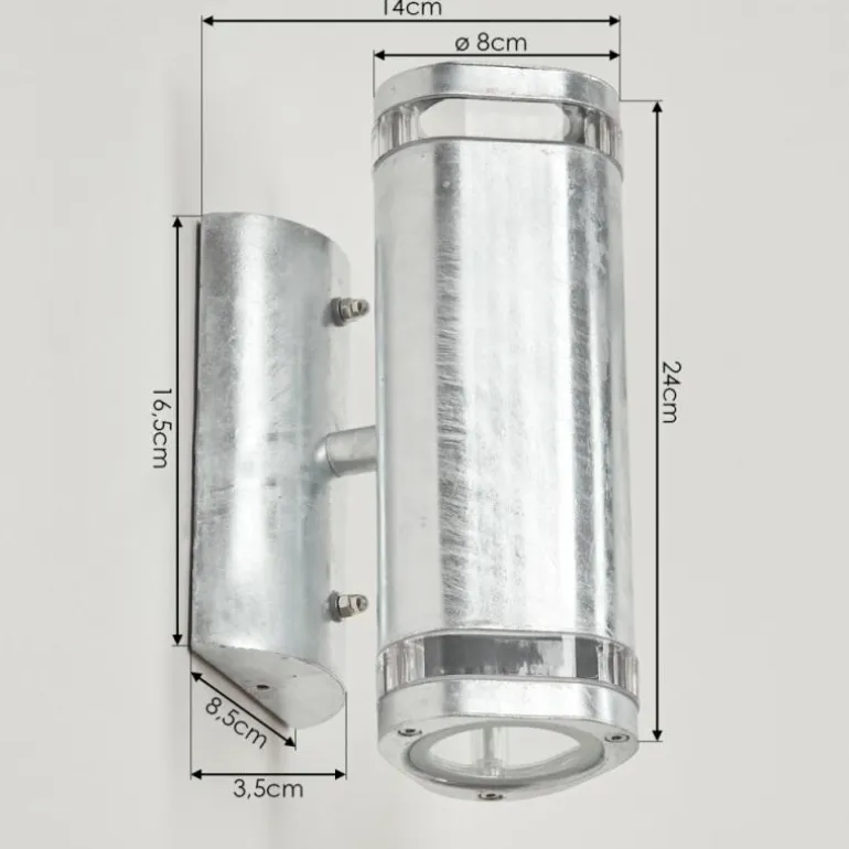 Applique murale d'extérieur Amyton Acier inoxydable, Transparent, Zingué, 2 lumières