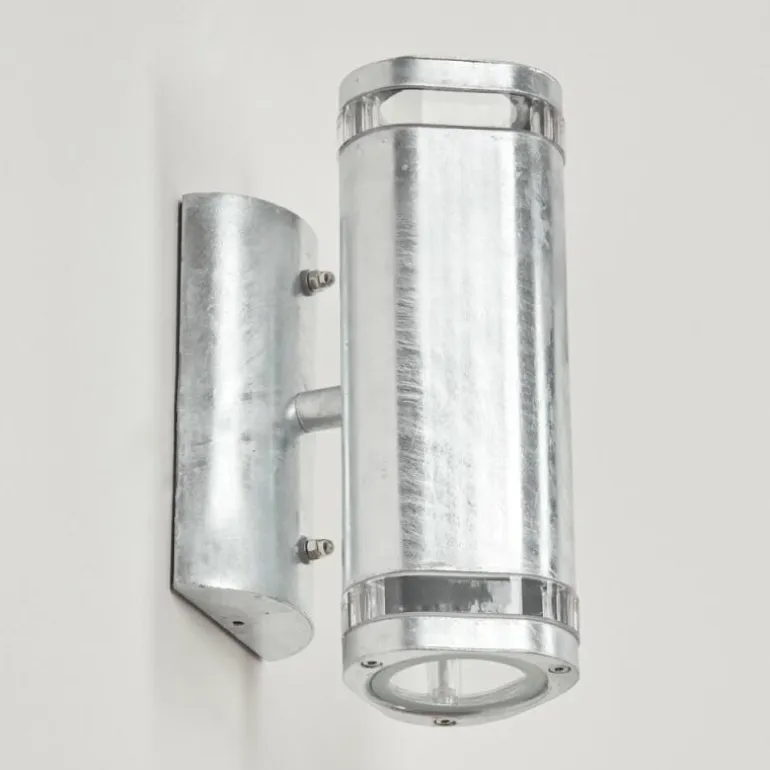 Applique murale d'extérieur Amyton Acier inoxydable, Transparent, Zingué, 2 lumières