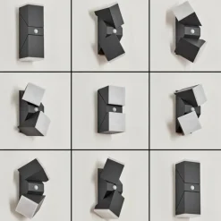 Applique murale d'extérieur Toogong LED Anthracite, 2 lumières, Détecteur de mouvement