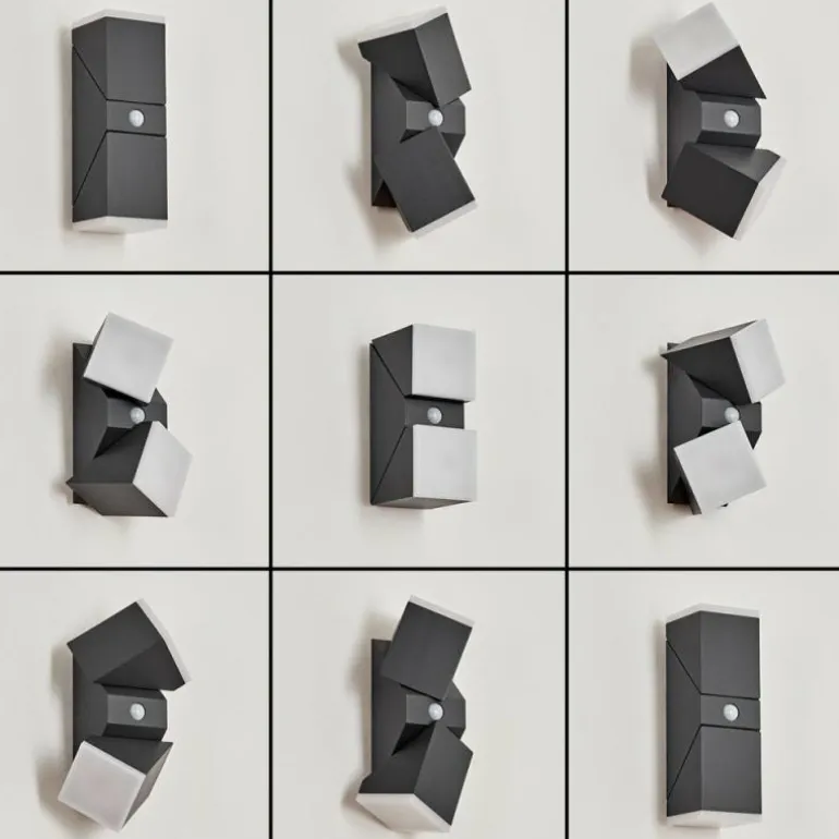Applique murale d'extérieur Toogong LED Anthracite, 2 lumières, Détecteur de mouvement