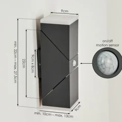 Applique murale d'extérieur Toogong LED Anthracite, 2 lumières, Détecteur de mouvement
