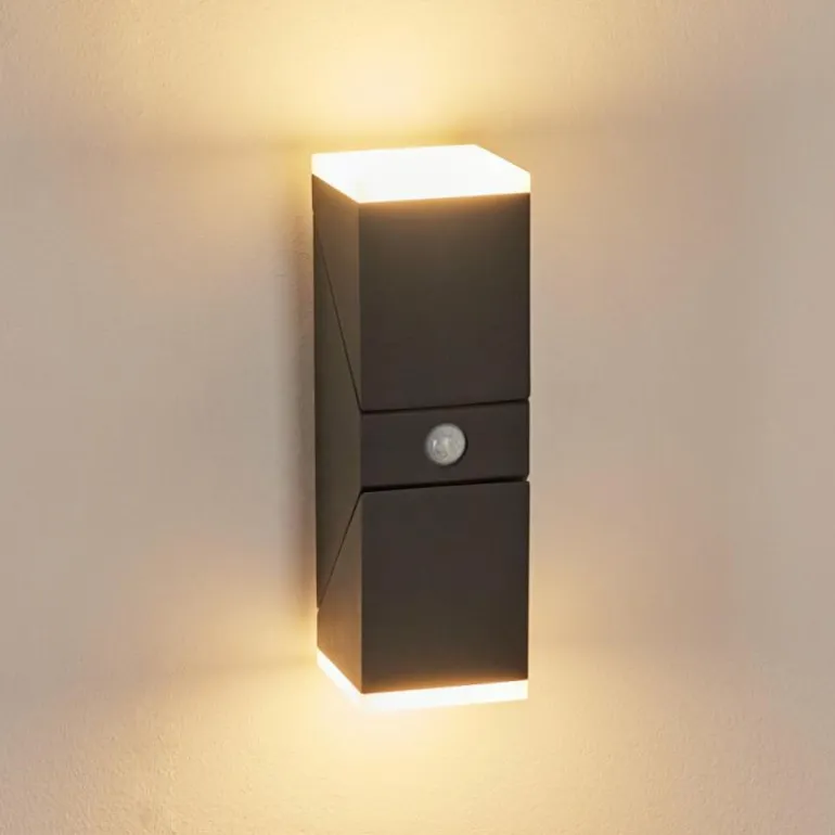 Applique murale d'extérieur Toogong LED Anthracite, 2 lumières, Détecteur de mouvement