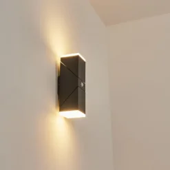 Applique murale d'extérieur Toogong LED Anthracite, 2 lumières, Détecteur de mouvement